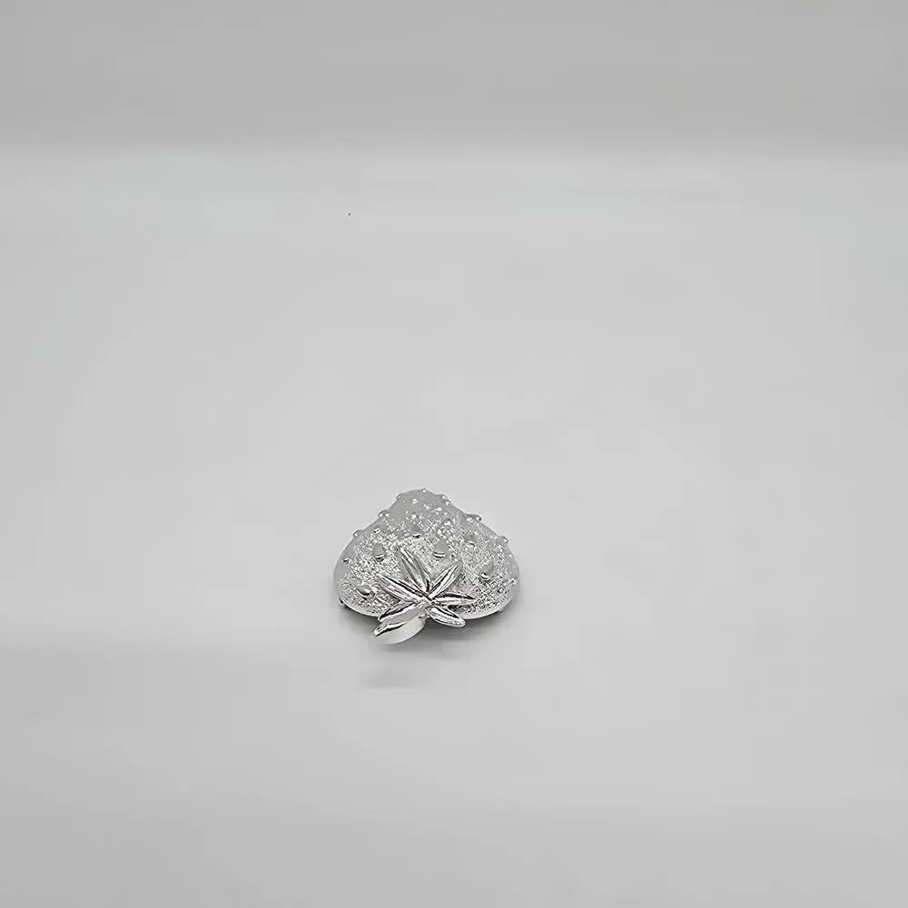 Vintage Sarah Coventry Textured Strawberry Brooch Pin Silver Tone Costume Estate